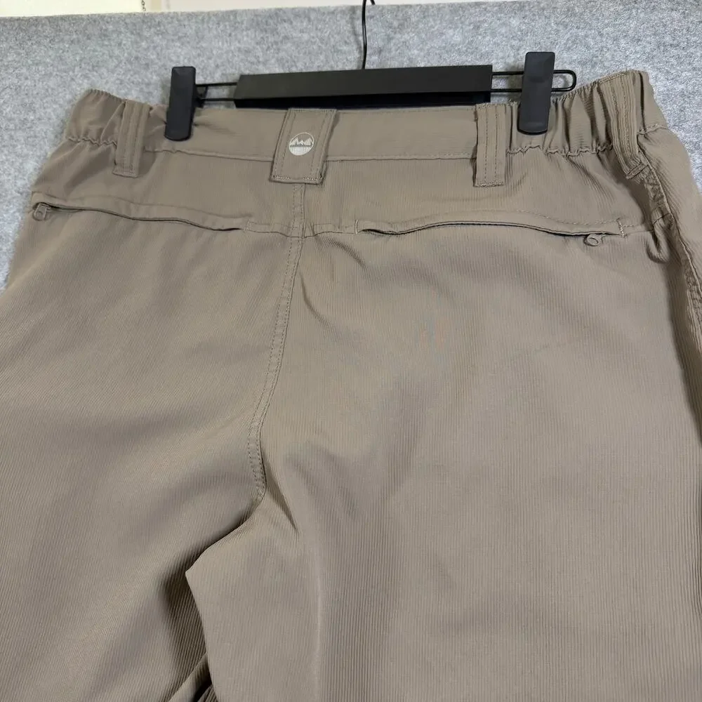 Wrangler ATG Cargo Shorts Mens 34 Khaki Elastic Waist Zip Pocket Outdoor Hiking
